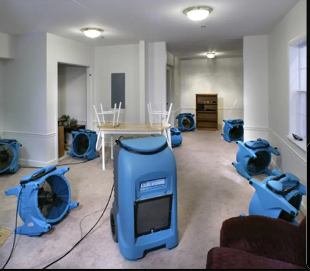 Air movers and dehumidifier setup for Water Extraction & Removal in Globe
